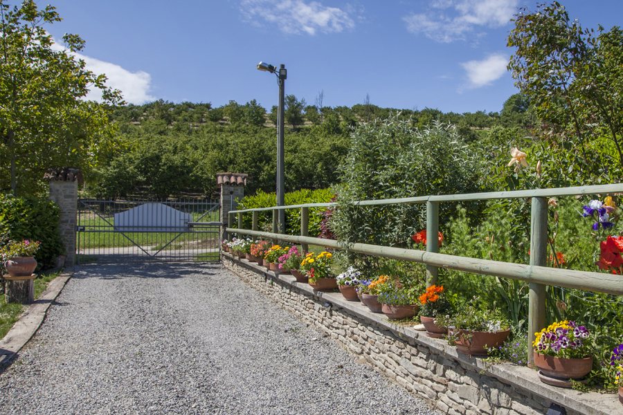 The entrance road to La Lepre Danzante a B&B style, family-run guest house near Alba, Italy